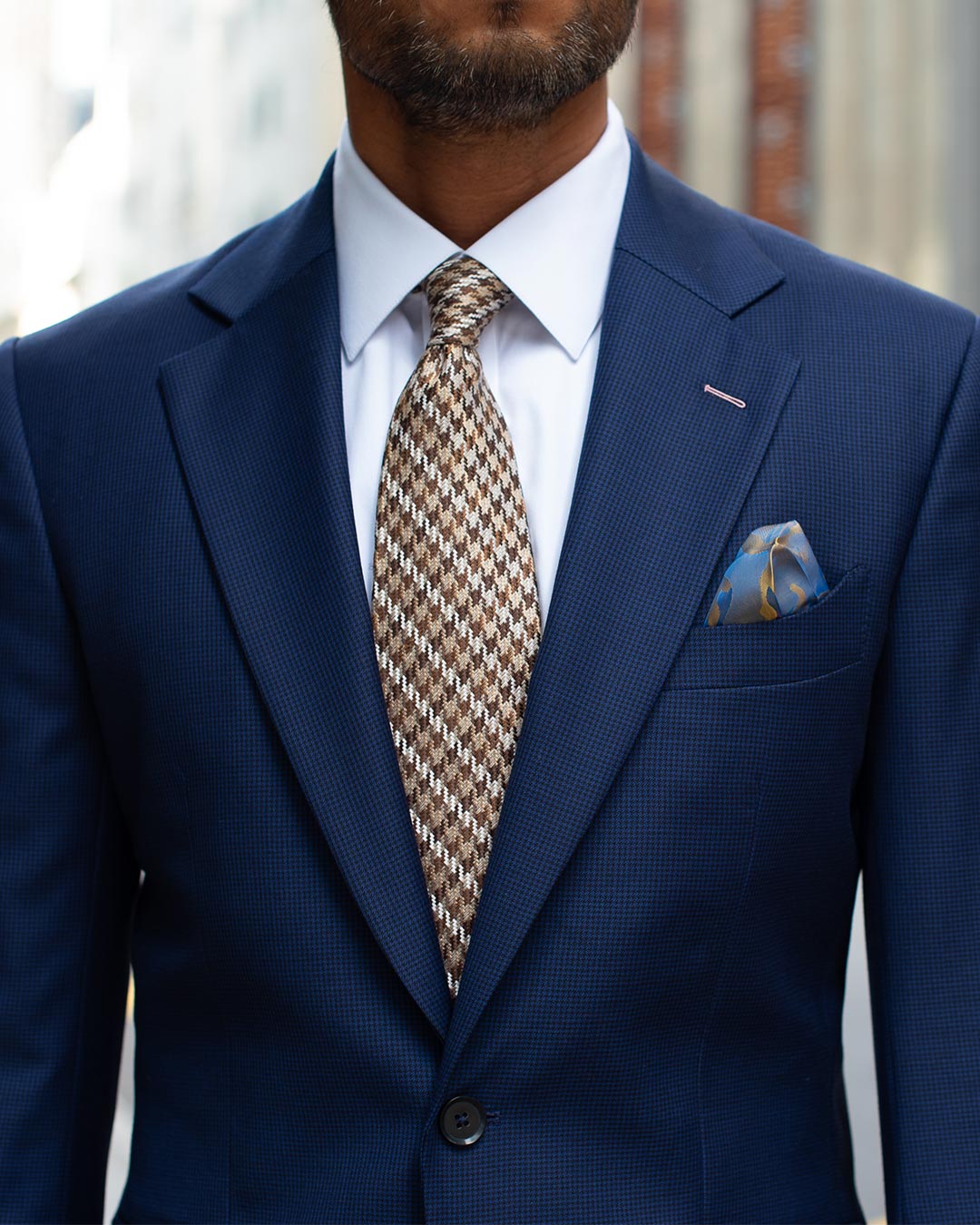 Blu houndstooth suit tailored by perfect attire