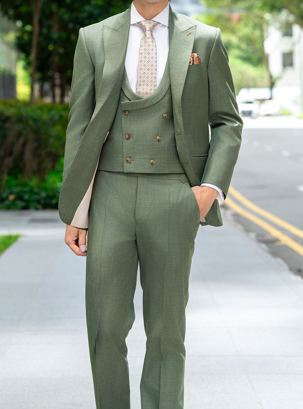 Light green 3 pc wedding suit